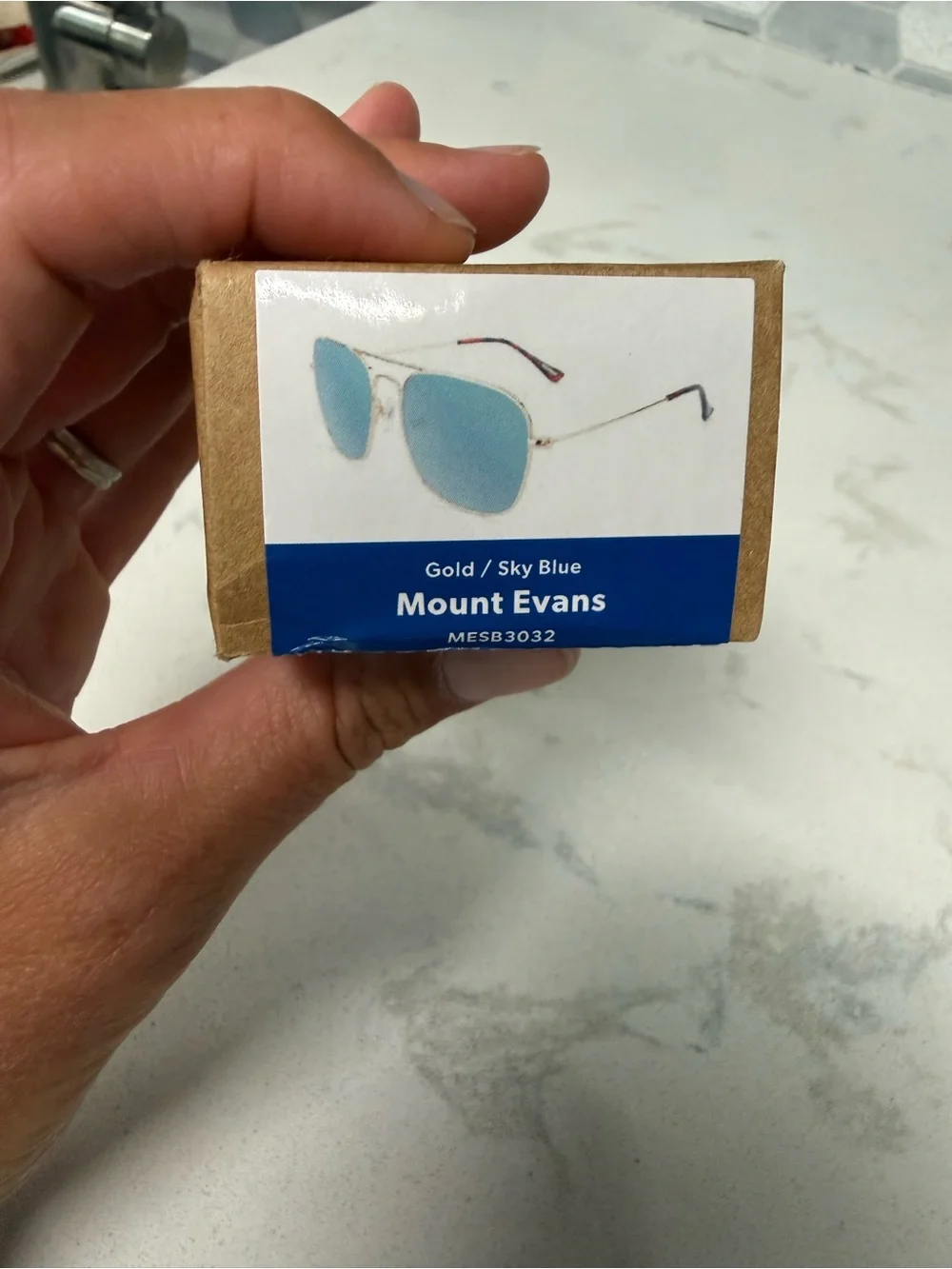 Mount Evans Gold Frame Sunglasses with Sky Blue Lenses